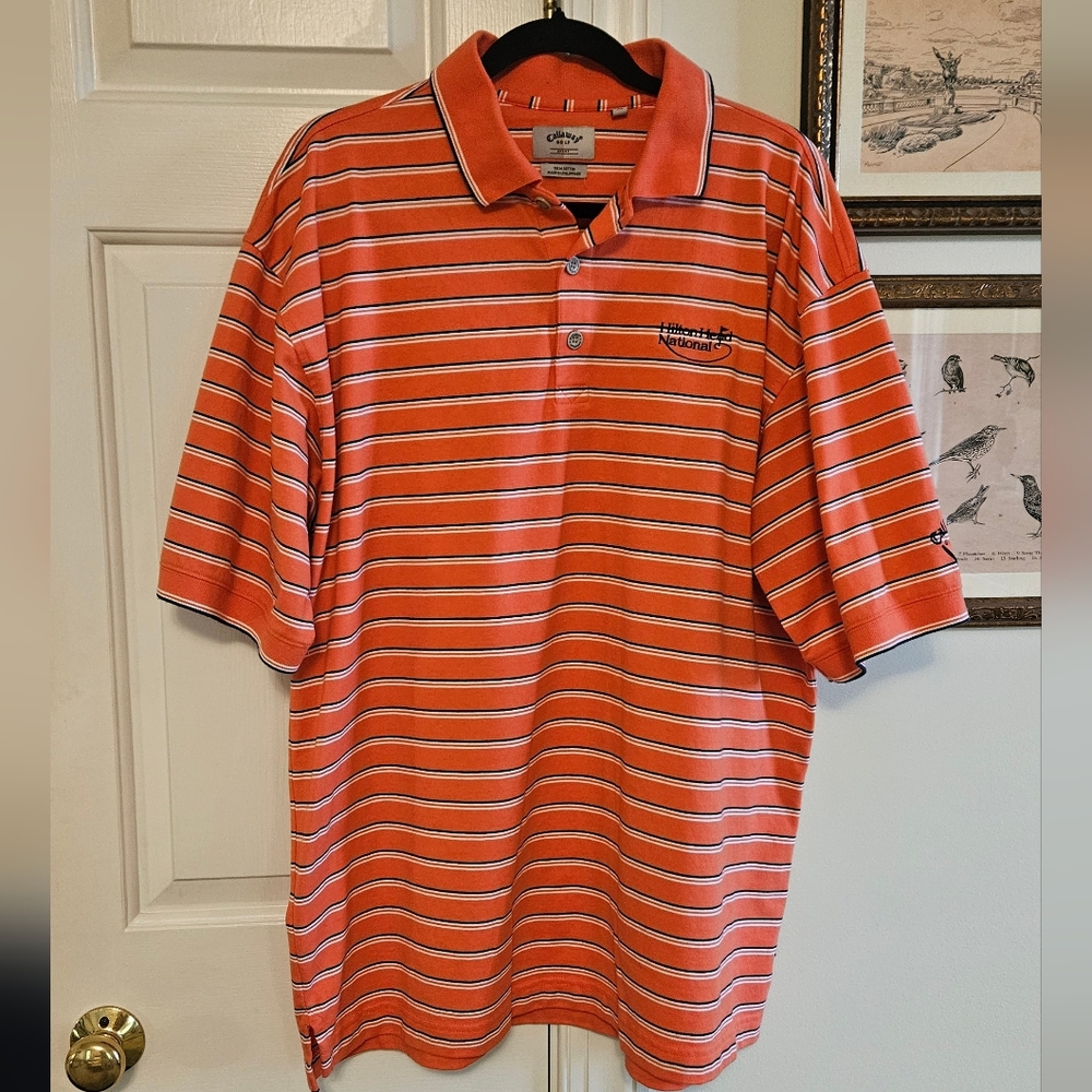 Callaway Men’s Orange Striped Polo Shirt